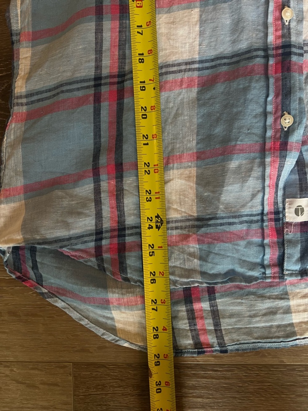 GRAYSON| The Hero Linen Shirt Blue Plaid Button Down Large Preppy - Picture 8 of 11